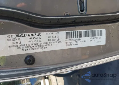 2011 Chrysler 300 Limited z USA, uszkodzony, nr VIN 2C3CA5CG2BH559844